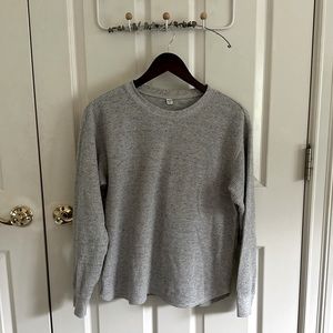 Uniqlo Women’s Cozy Thick Grey Marled Waffle Long-sleeve Shirt Size Medium